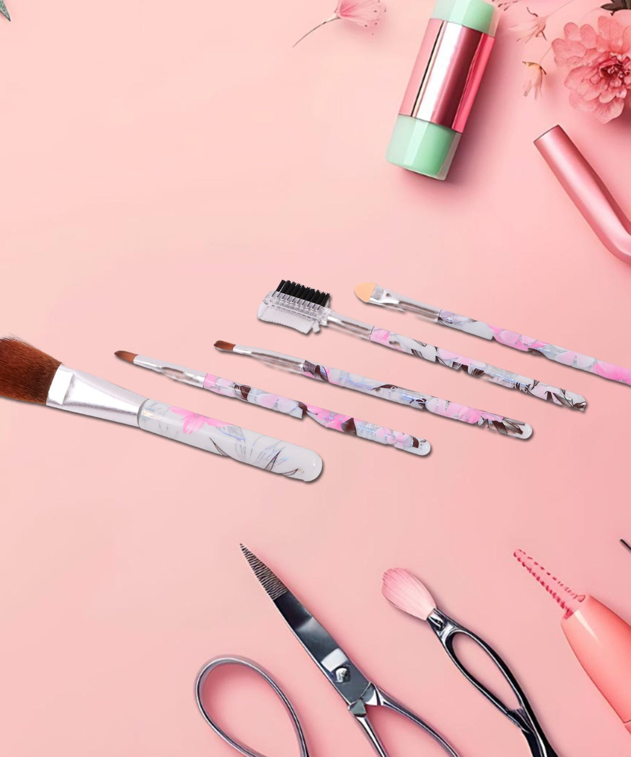 Decorative Floral Makeup Brushes