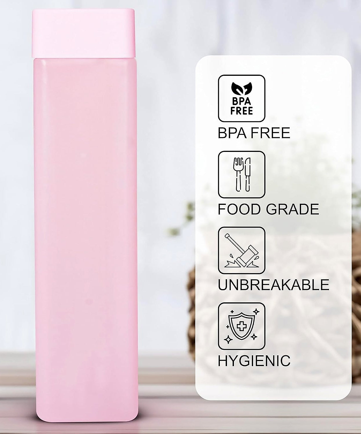 Square Plastic Water Bottle - 1000ml Leakproof BPA-Free Container for Office, Gym & Home (1 pc)
