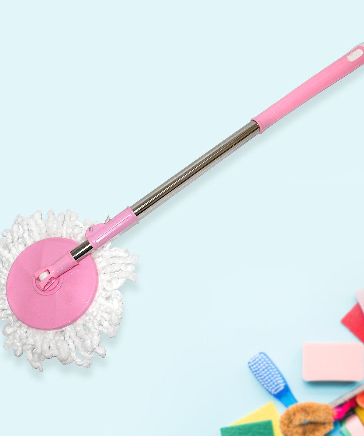 Home Cleaning Stainless Steel 360° Rotating Pole - Microfiber Mop with Adjustable Rod Stick Mix Color)