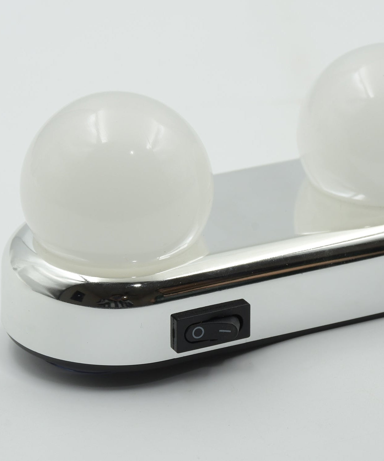 Portable makeup mirror with LED lighting on top