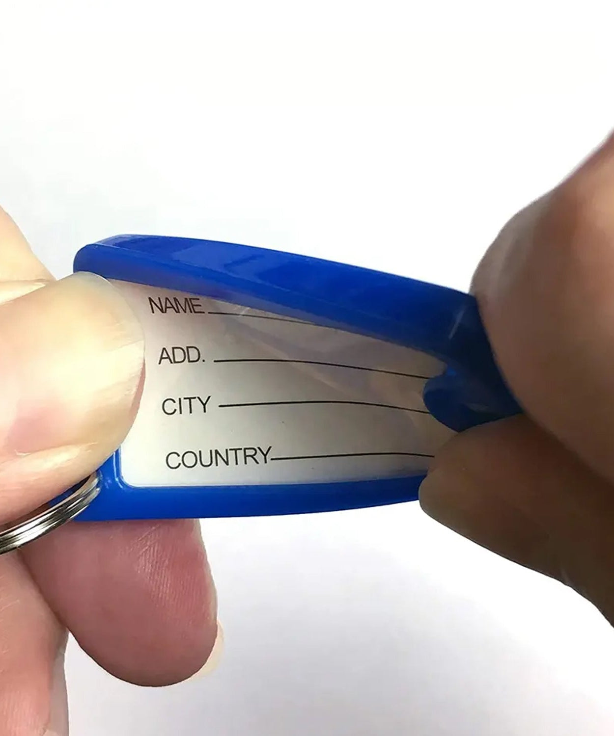 Set of 10 plastic key tags with key rings, numbered, and backpack keychain included.