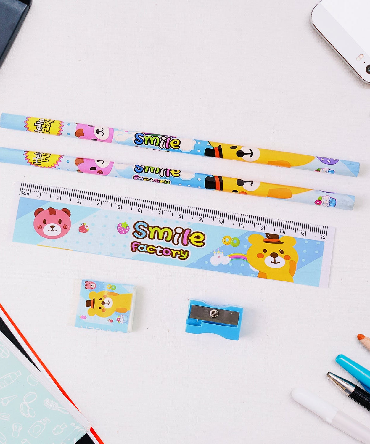 Wooden Pencil Set (5 Pc): School Supplies, Stationery Set for Kids