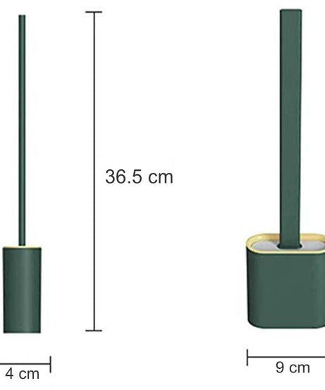 Silicone brush for cleaning toilets with convenient holder.