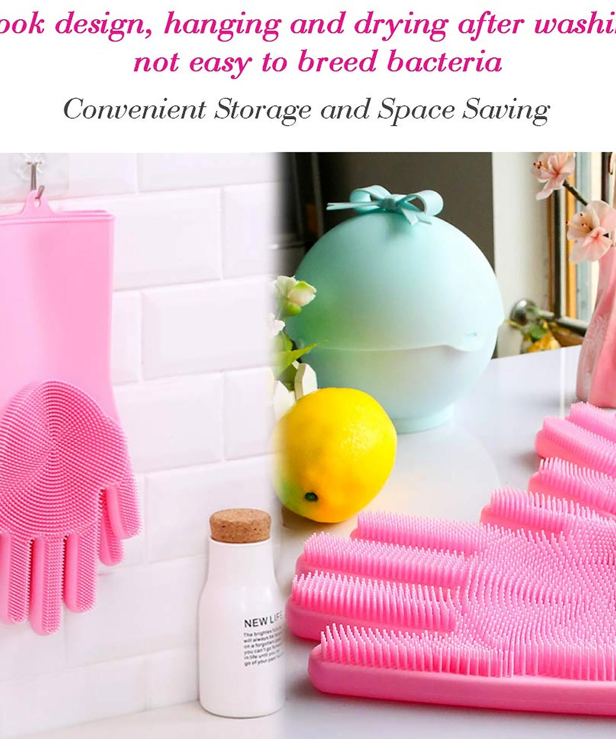 Dishwashing Gloves with Scrubber| Silicone Cleaning Reusable Scrub Gloves for Wash Dish Kitchen| Bathroom| Pet Grooming Wet and Dry Glove (1 Pair, 250 Gm)