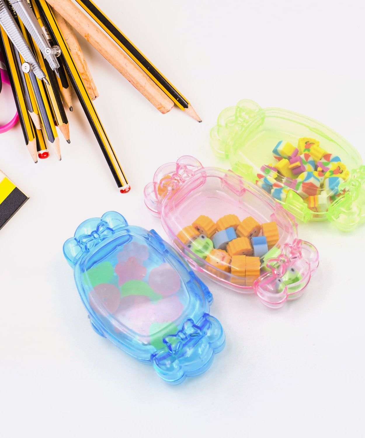 Cute School Eraser Set Cute Eraser Multi Design Rubber Erasers For Pencil Cleaning Stationery School Student Girl Kids (15 pc In1 Set)