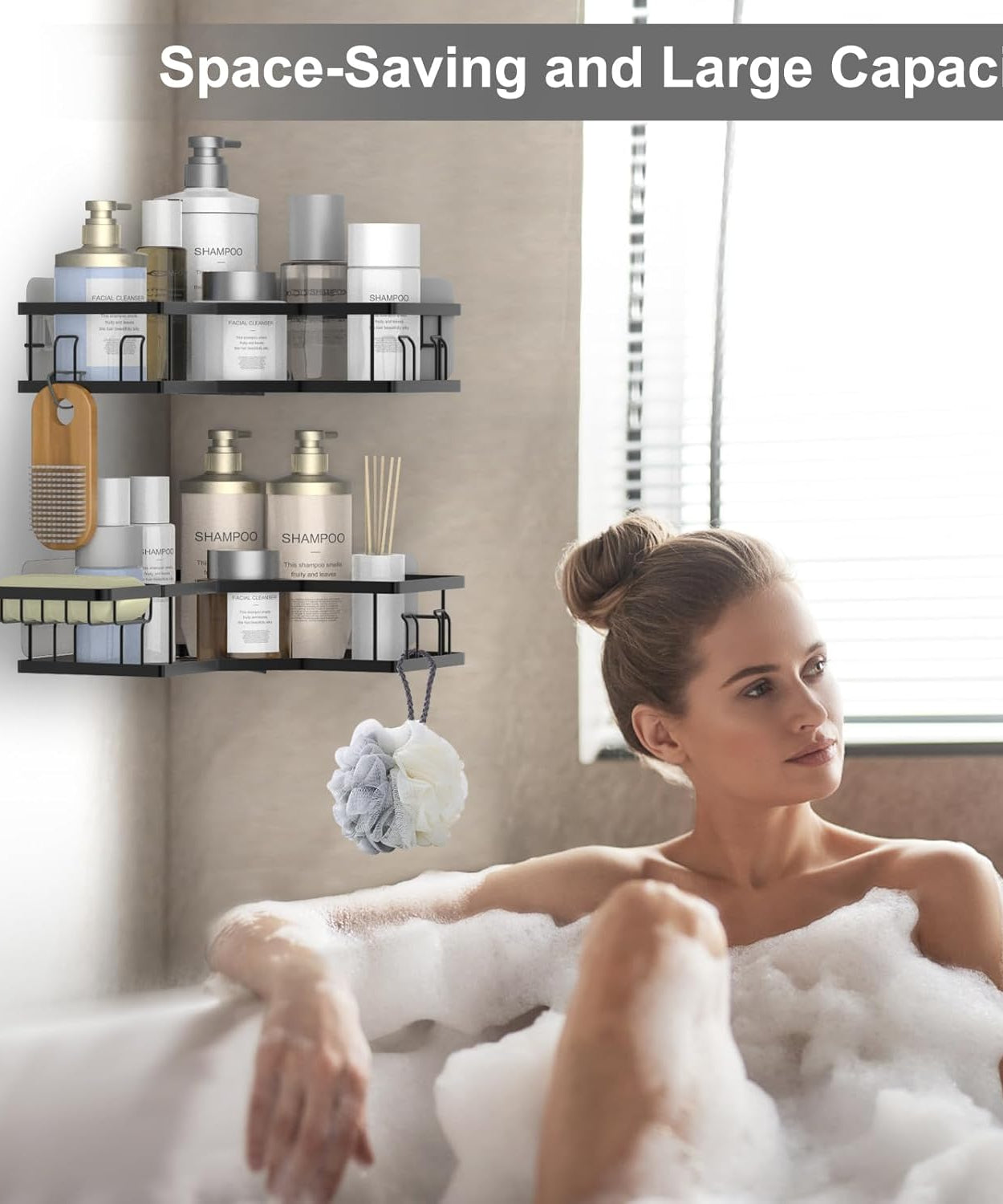 Iron Coating Self-Adhesive Corner Shelf Organizer (2 Pc)