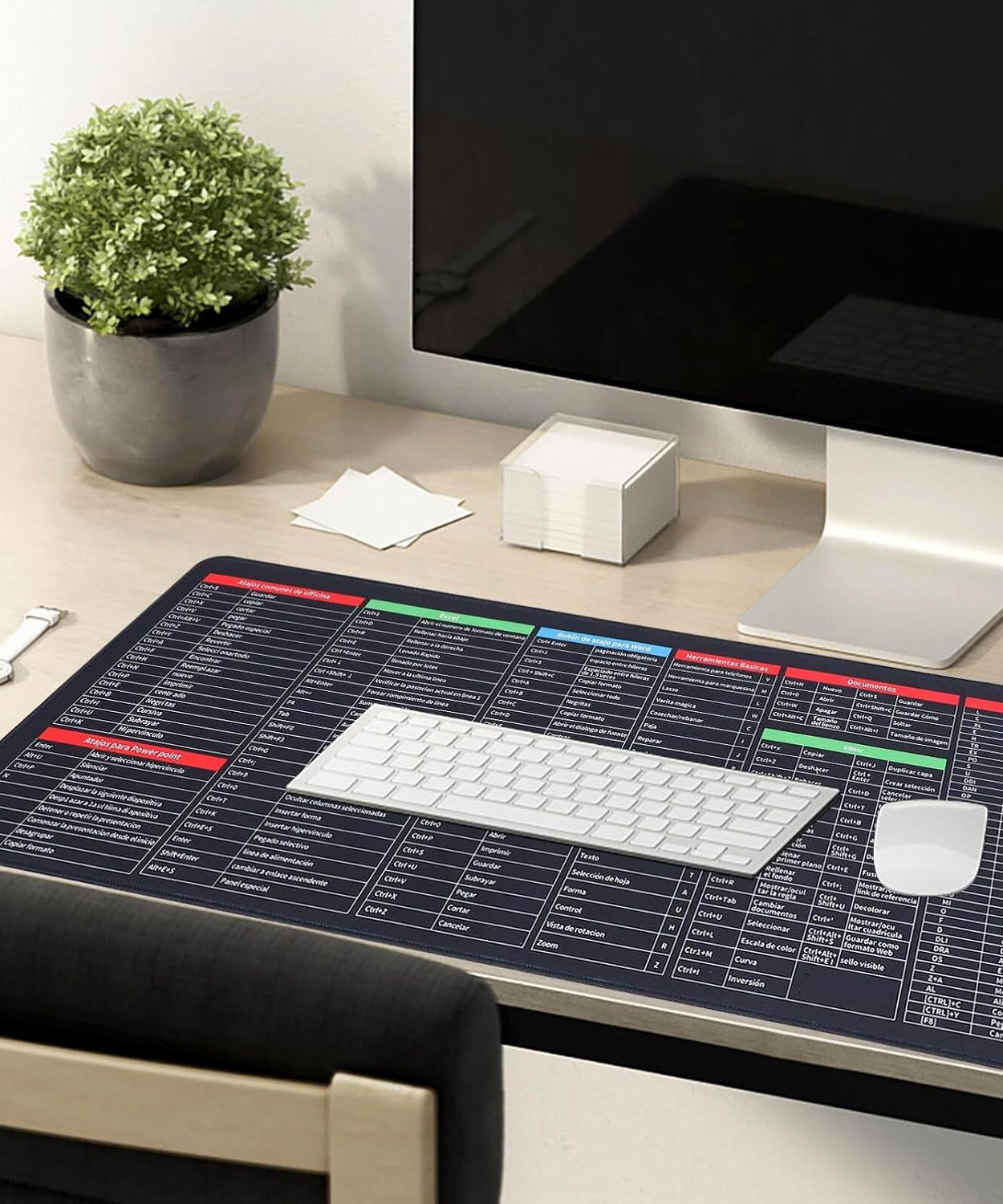 Mat of Shortcut Keyboard  Mouse Pad Mat Mouse Pads for Desk Quick Key Super Large Anti-slip Keyboard Pad Desk Accessories Desktop Mouse Pad Office Oversized Big Mouse Pad Rubber (80—30 Cm)