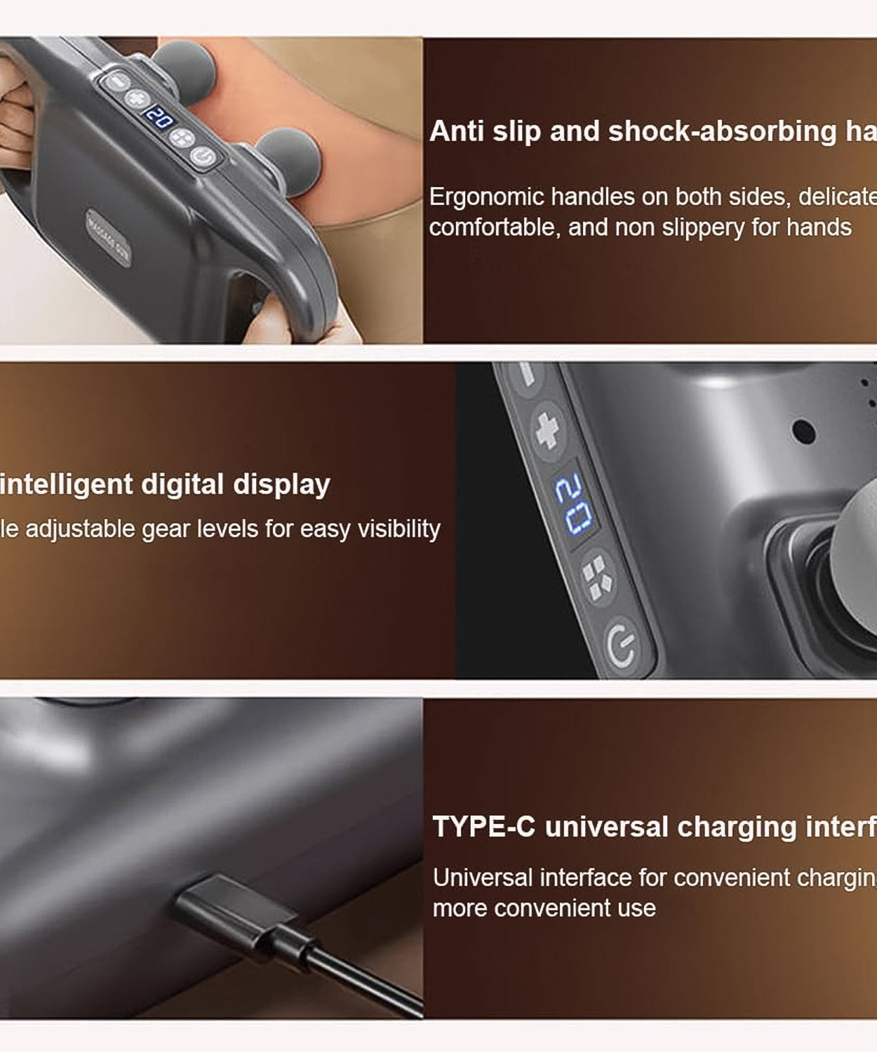 Handheld Full Body Massager 4-Head Massage Gun (1 Pc / Mix Color)