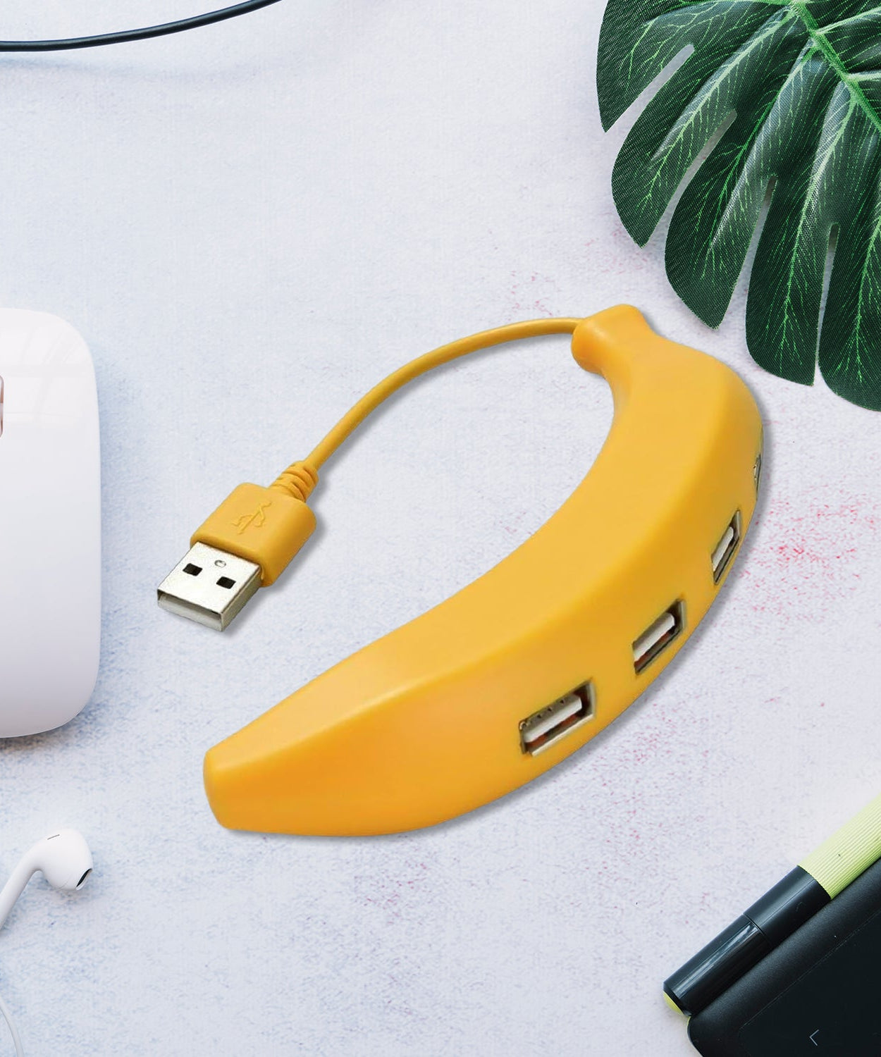 Banana Shape USB Hub, 2.0 Hub USB Splitter, 4-Port USB Hub (1 Pc)