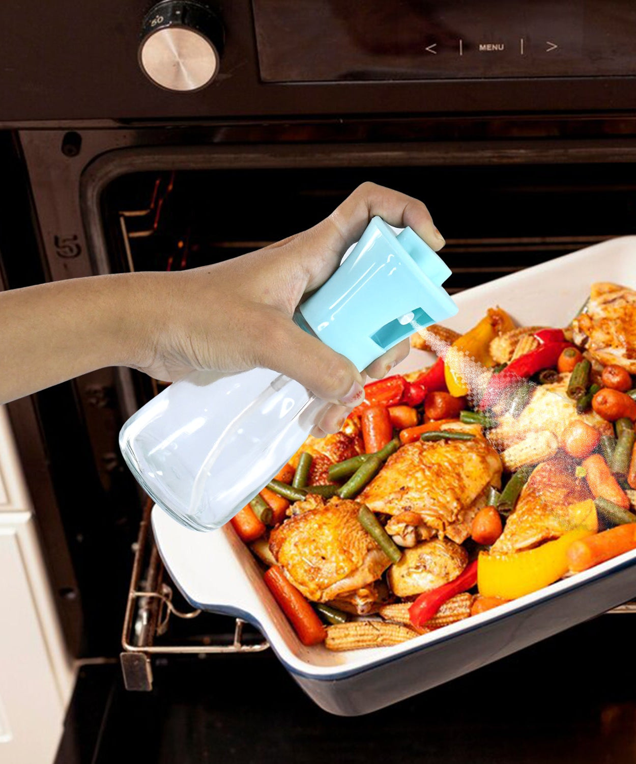 Oil Dispenser Bottle, Oil and Vinegar Cruet, Oil Sprayer Dispenser, Olive Oil Dispenser 170 ml Mist Oil Spray Bottle for Cooking with Plastic