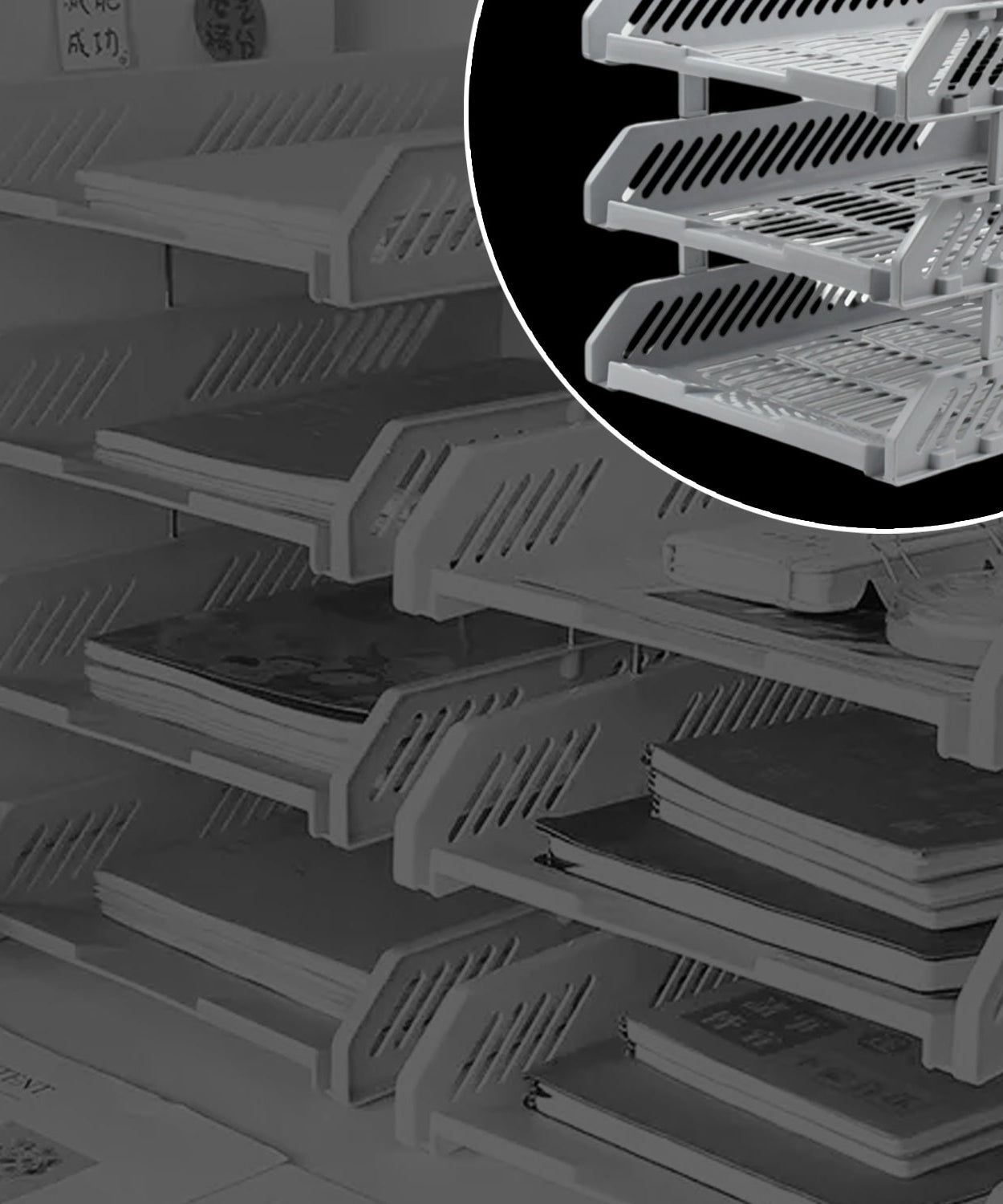 Multifunctional File Rack with Drawers: Desktop Storage for Office Supplies (4/3 Layers)