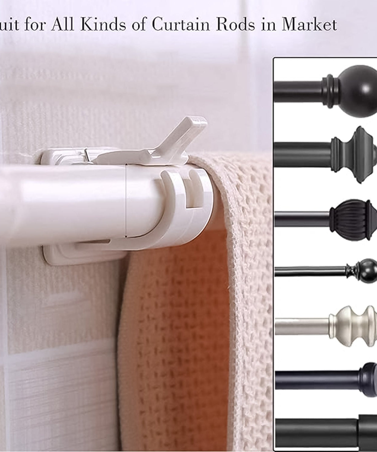 Curtain Rod Holder, Self Adhesive Hooks (2 Pcs Set)