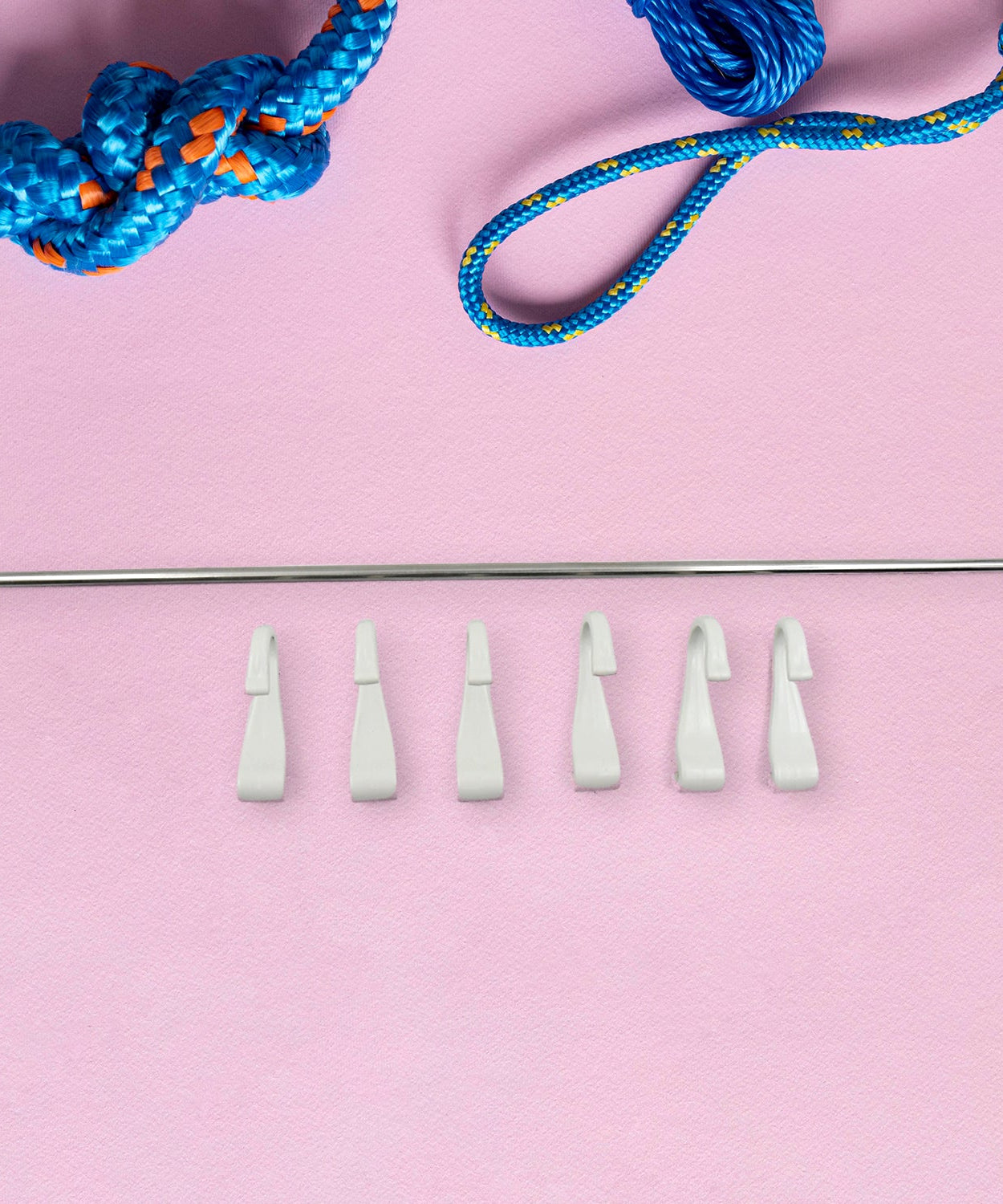 Stainless Steel Utensil Hanger Rail Nail Free Wall Mount with 2 Magic Stickers & 6 Plastic Hooks For Kitchen