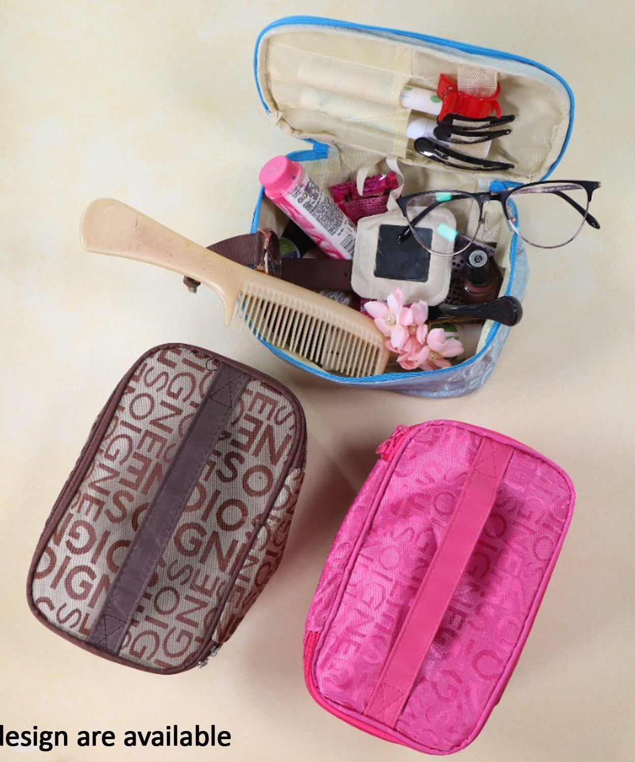 Portable makeup bag with secure closure for travel