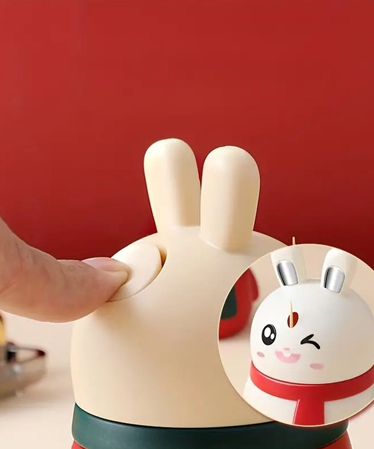 Rabbit Shape Toothpick Dispenser Pressing Small Size Accessory Durable Red | Home & Garden | Kitchen, Dining & Bar | Kitchen Storage & Organization | Racks & Holders Dining Room Table Decoration (1 Pc )