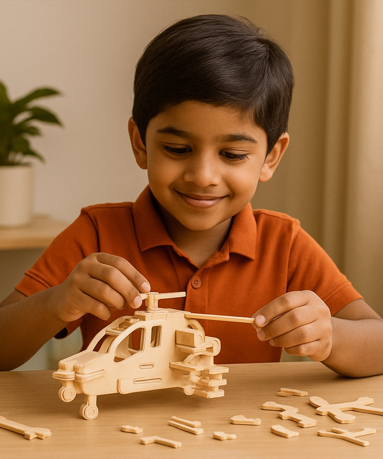 Wooden Helicopter Puzzle Kit
