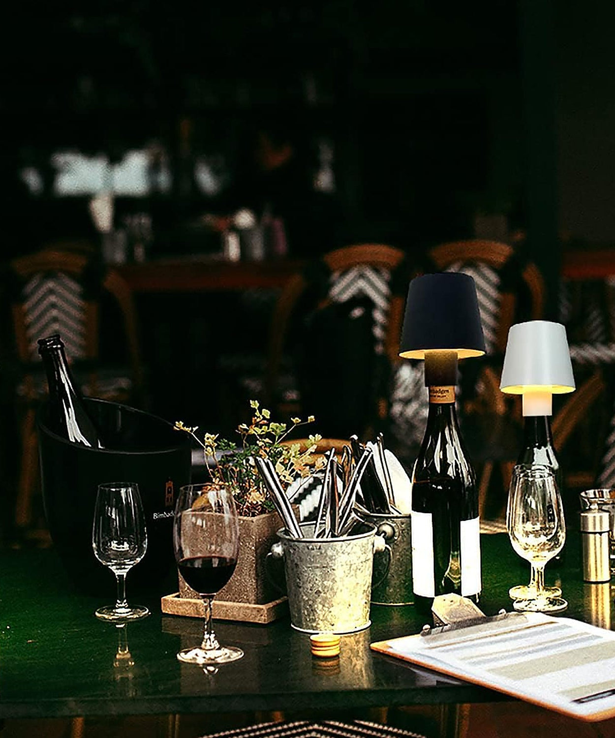 USB Rechargeable LED Bottle Lamp – 3 Color Dimmable Wireless Table Light for Home & Bar (1 Pc)