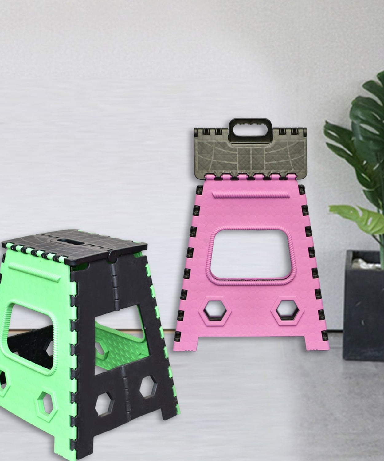 Versatile 18-inch folding stool for adults and children, useful for kitchen and stepping.