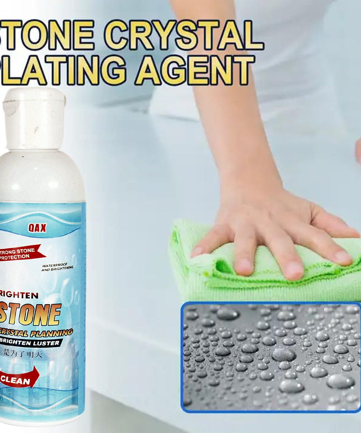 Stone Stain Remover Cleaner, Stone Crystal Plating Agent, Marble Stone Cleaner Polishes, Crystal Plating for Kitchen, Patio, Backyard Marble Cleaner and Polish (75 ML Approx / 1 pc)