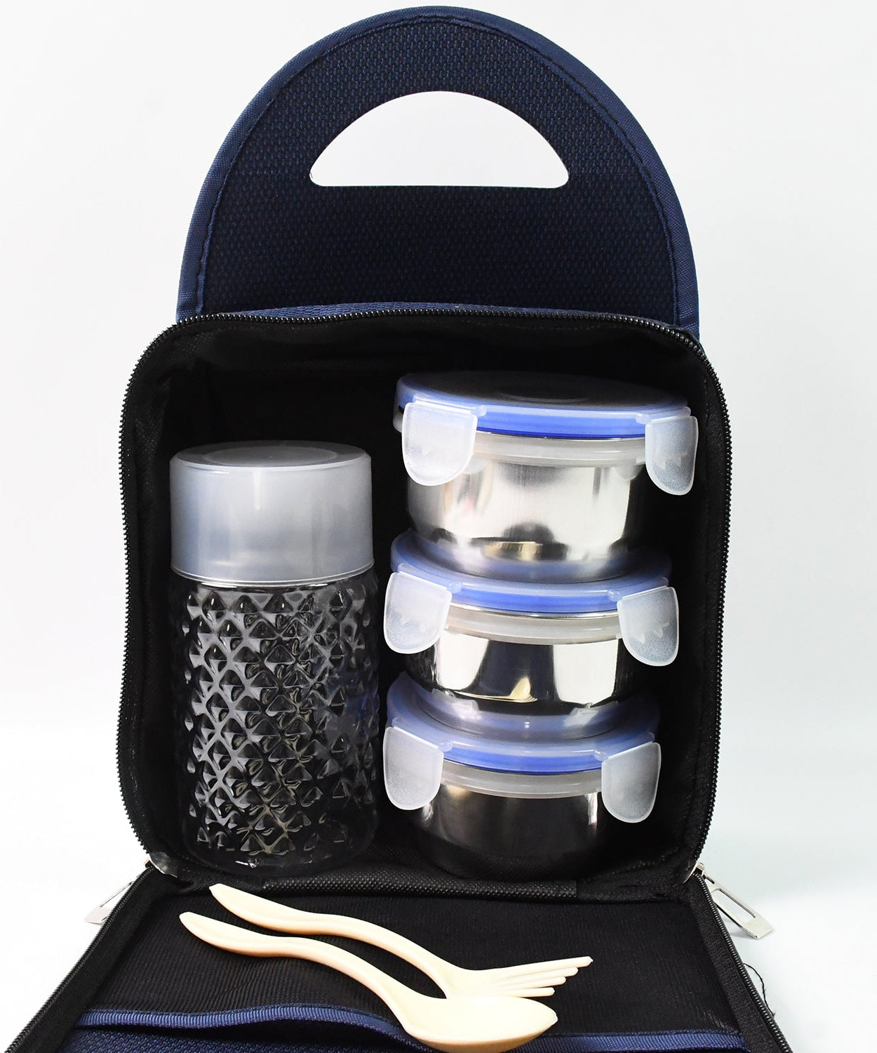 Compact Stainless Steel Airtight Lunch Box Set - 4 pcs (3 Leakproof Containers and 1 Bottle)