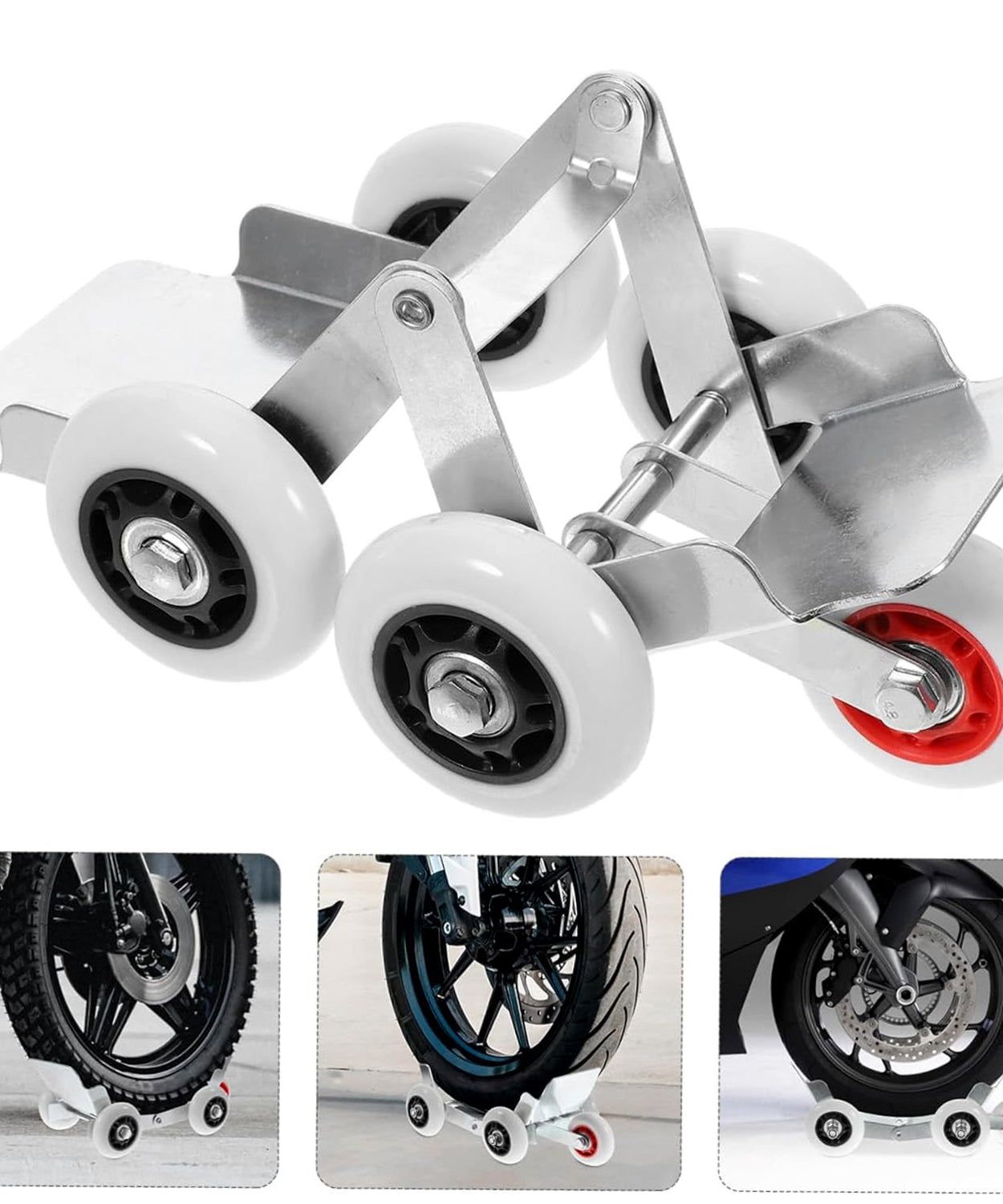 Heavy-Duty Motorcycle Front Wheel Parking Roller Stand (1 Pc)