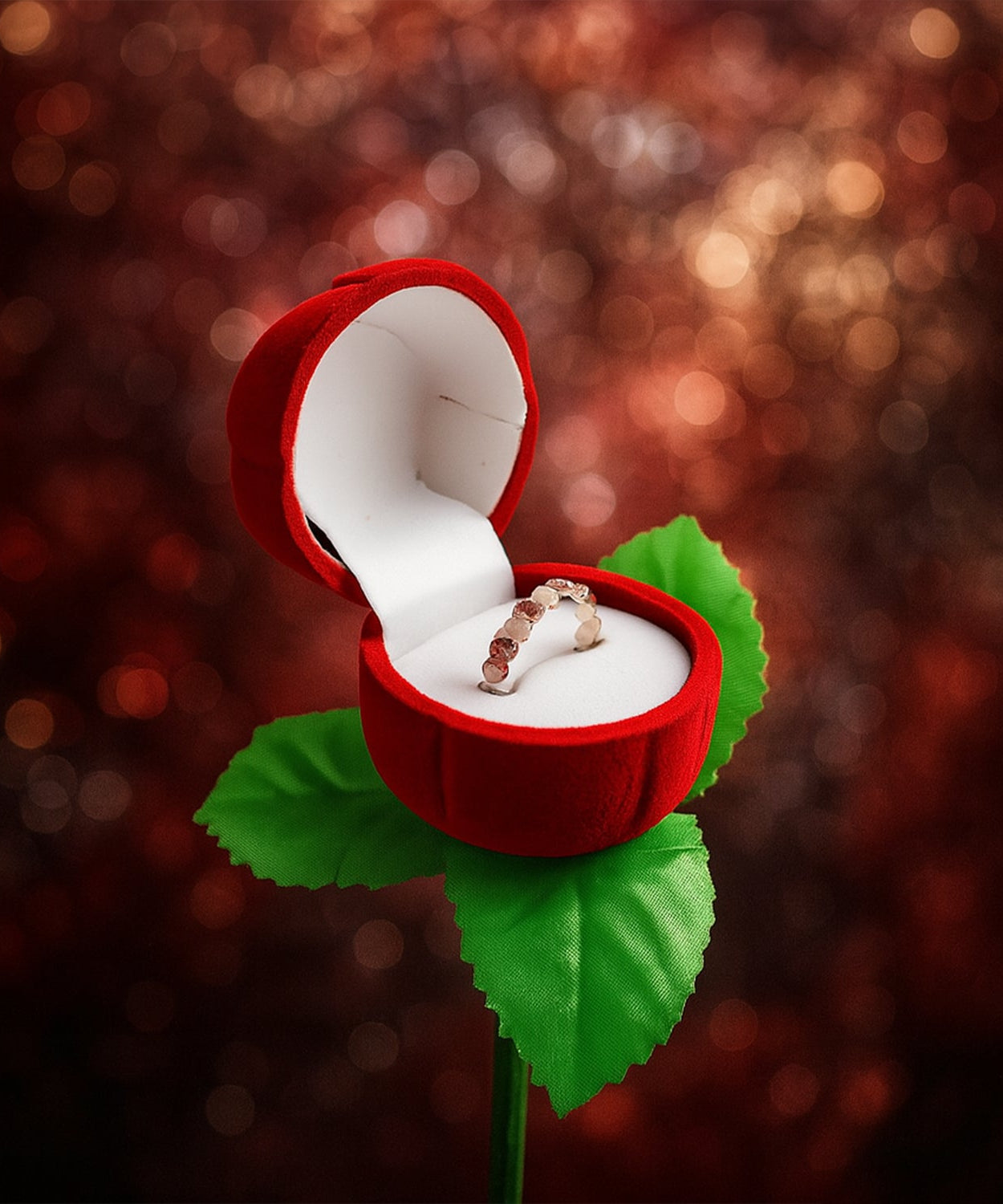 Artificial Rose Flower Shaped Jewelry Ring Box (1 Pc)