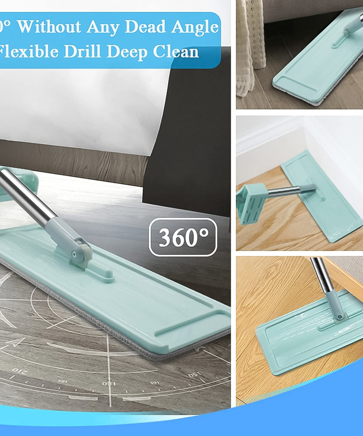 360Degree Rotation Flat Mop Floor Cleaning Microfiber Squeeze Mop Floor Clean.