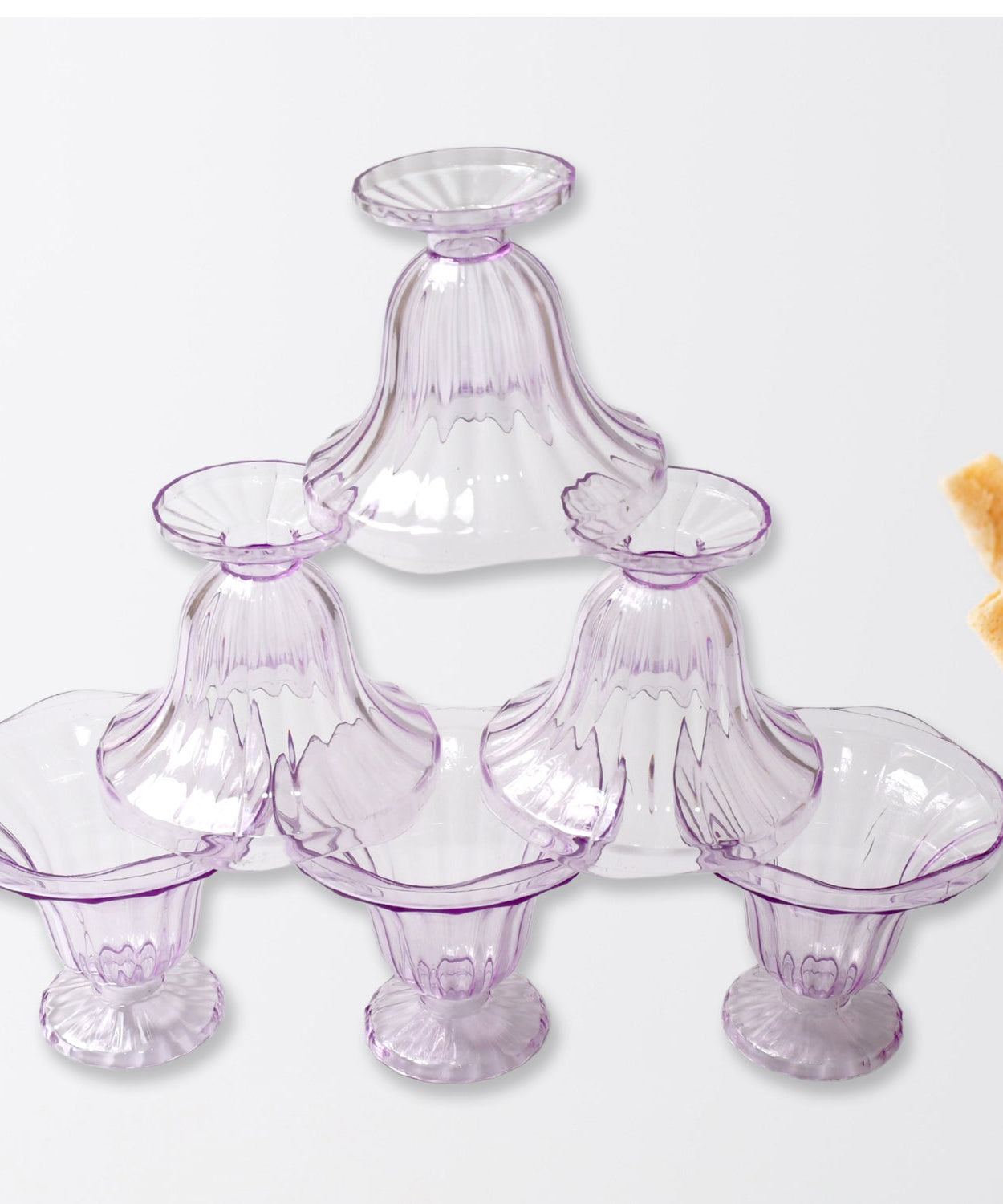 Crystal Plastic Ice-Cream Bowl, Home & Kitchen Serving Platter or Dessert Cup for Sundae, Sweets, Snacks, Fruit, Pudding, Nuts or Dip, Serving Bowls (Crystal Cups, Set of 6)