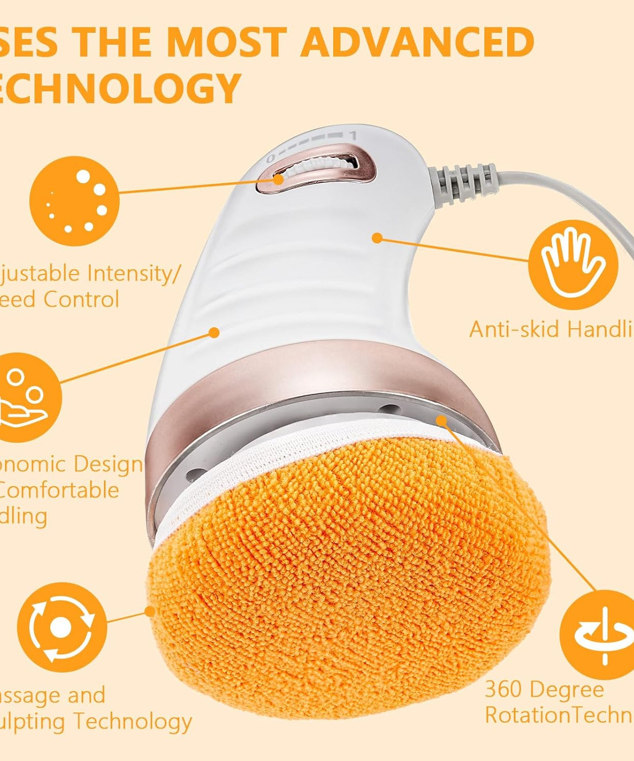 Body Sculpting Massager with 3 Pads, Adjustable Speed, Handheld Electric Massager for Full Body (1 Pc)