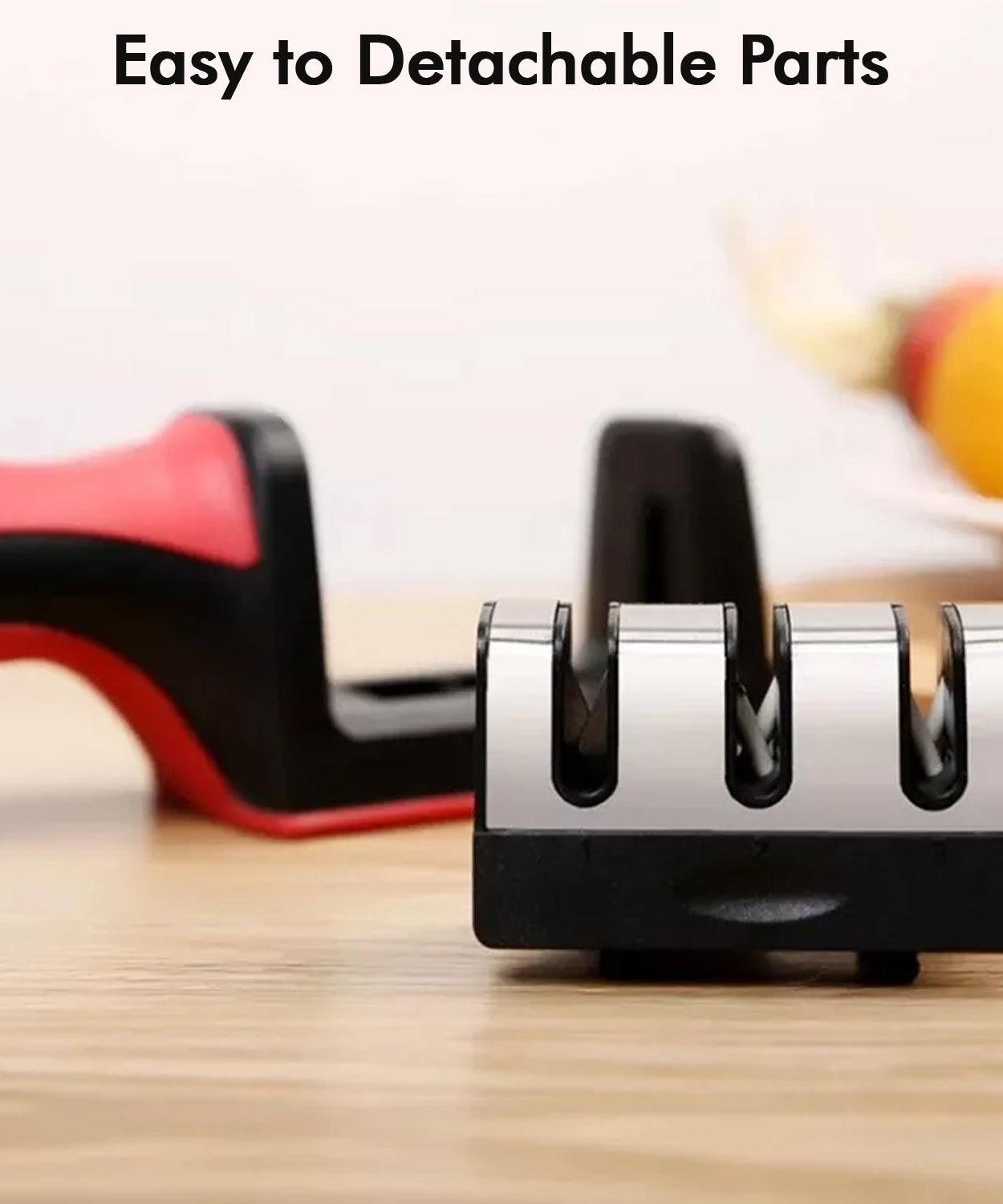 Red 3-stage knife sharpening tool for home use