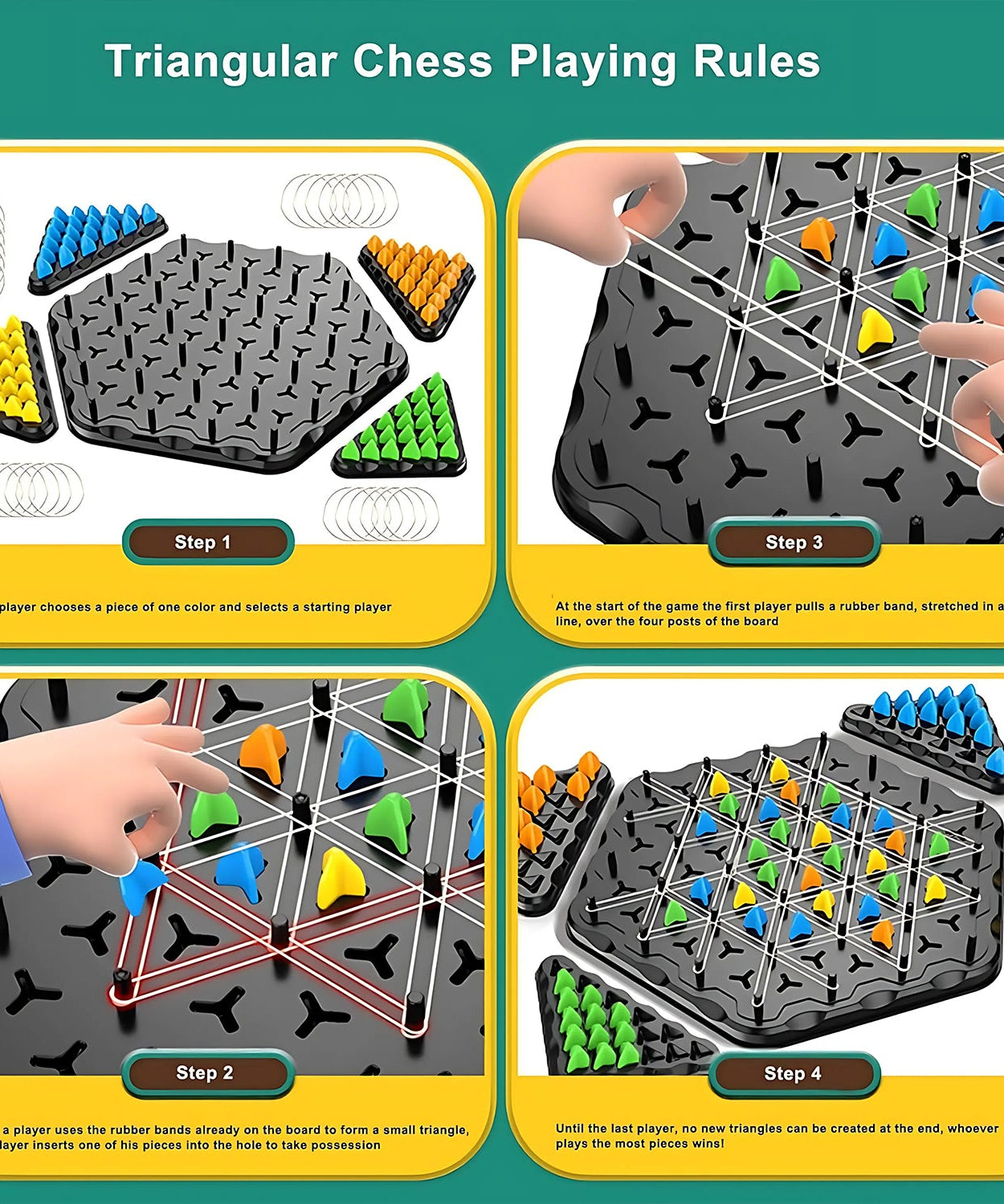 Strategic Triangle Color Matching Puzzle Board Game for Kids & Family