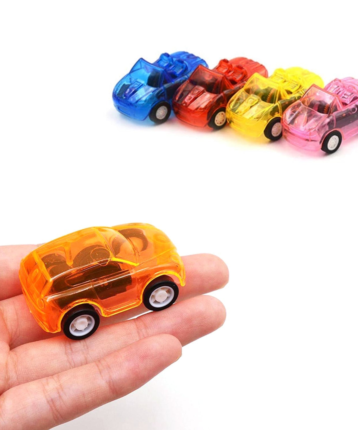 Pull back car toy for children’s fun.