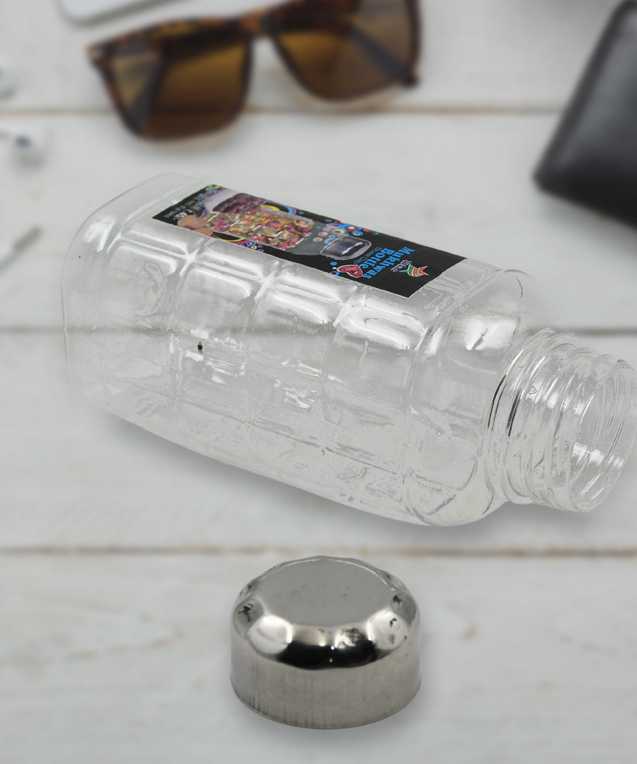 Plastic Transparent Mukhwas Bottle With Steel Cap / Mouth Freshener / Dryfruits Multipurpose Air Tight and BPA Free Kitchen Storage Bottle (1 Pc)