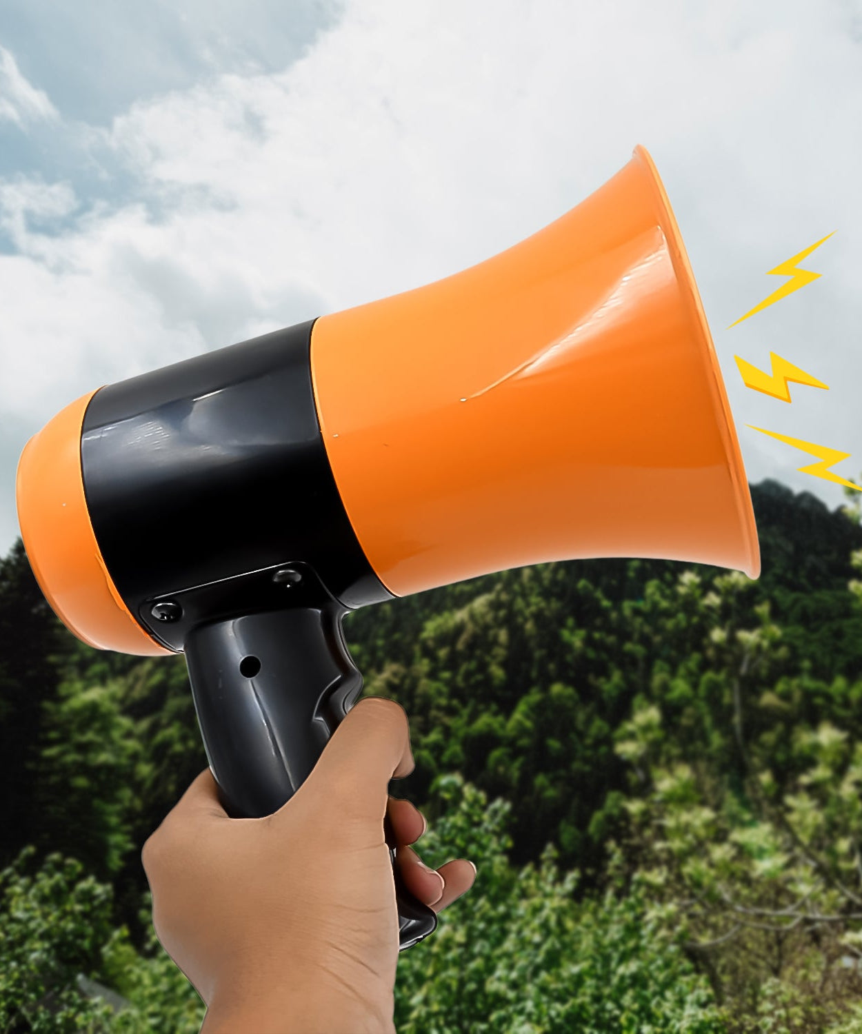 Bluetooth megaphone, outdoor use, side view