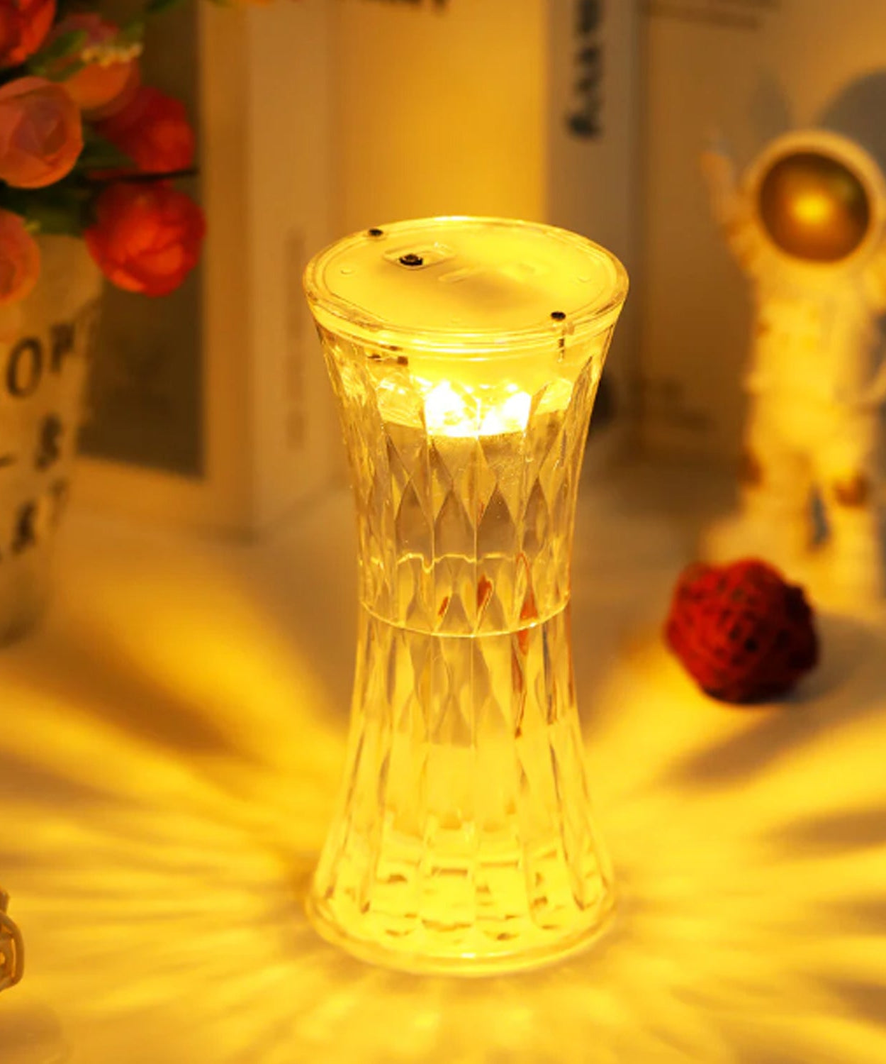 Multipurpose crystal table lamp for hotel, office, and children’s room