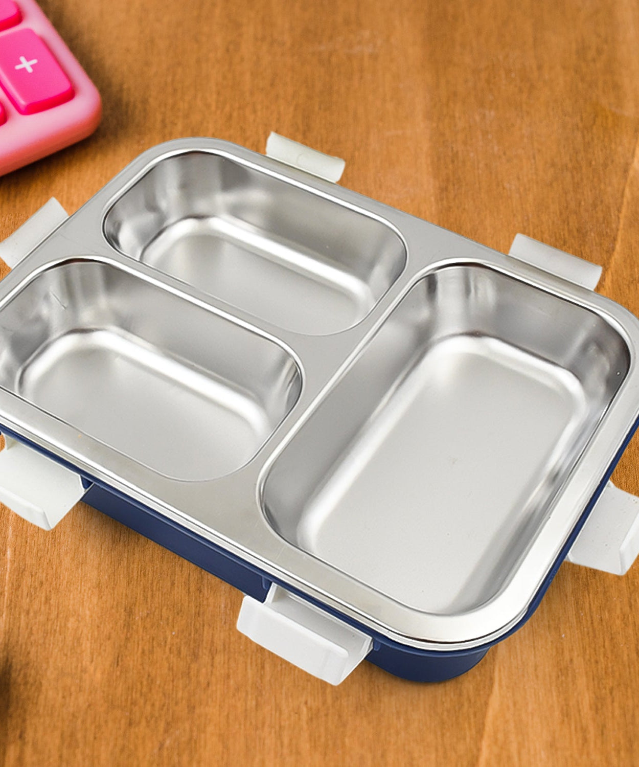 3 Compartment Transparent Stainless Steel Lunch Box for Kids, Tiffin Box, Lunch Box, Lunch Box for Kids, Insulated Lunch Box, Lunch Box for Office Women and Men, Stainless Steel Tiffin Box for Boys, Girls, School Office (Multi Color)