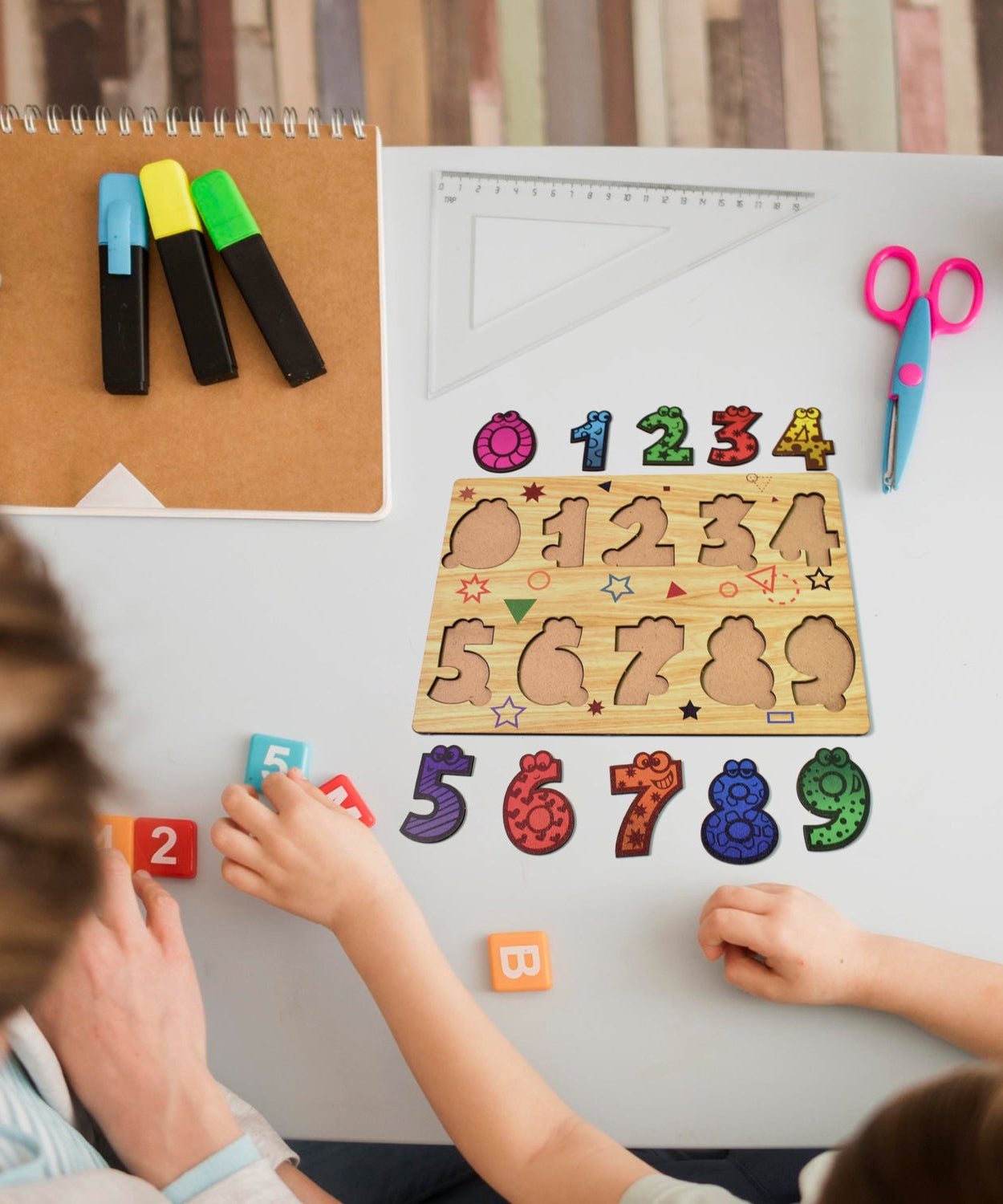 Wooden Number Puzzle Learning Educational Board (1 Set / 28×20 Cm)