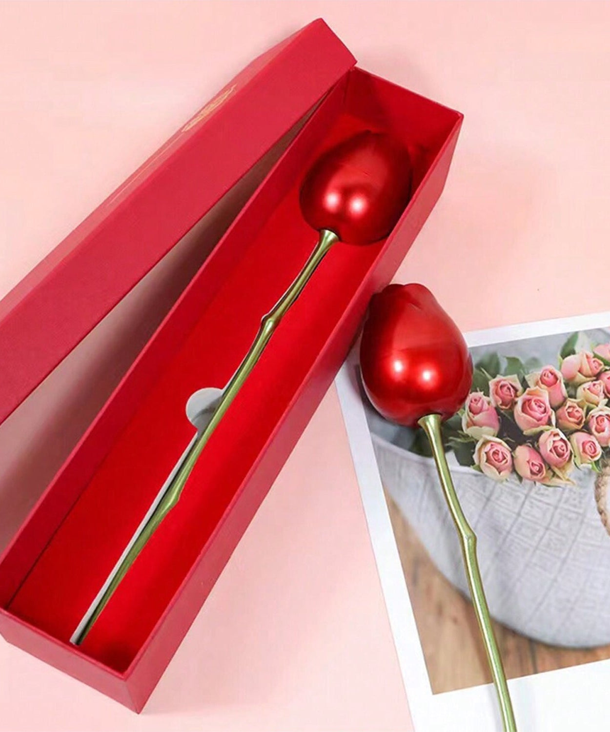 Metal Red Rose Couple Jewelry Box-Fancy Jewelry Box (1 Pc)