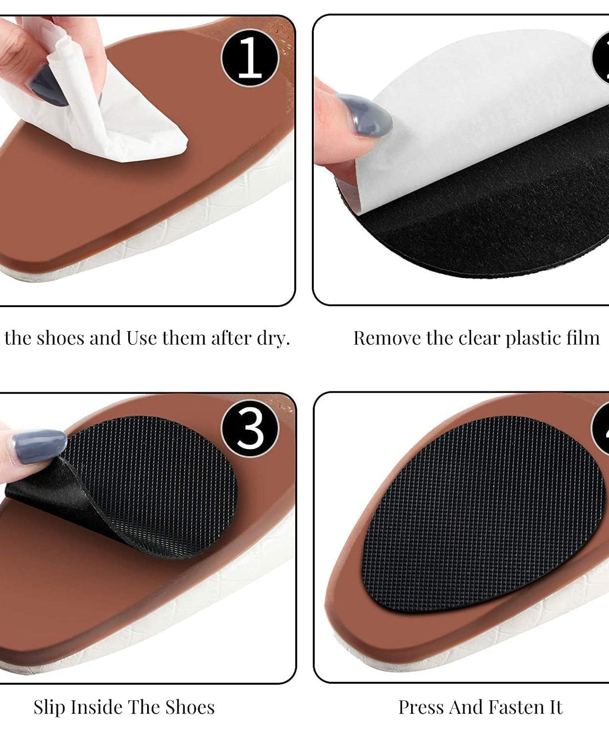 Non-Slip Shoe Pads, Rubber Shoe Sole Protector Pads, Self-Adhesive Shoe Grips Pads Stickers Non Skid for Ladies Shoes, High Heels, Boots