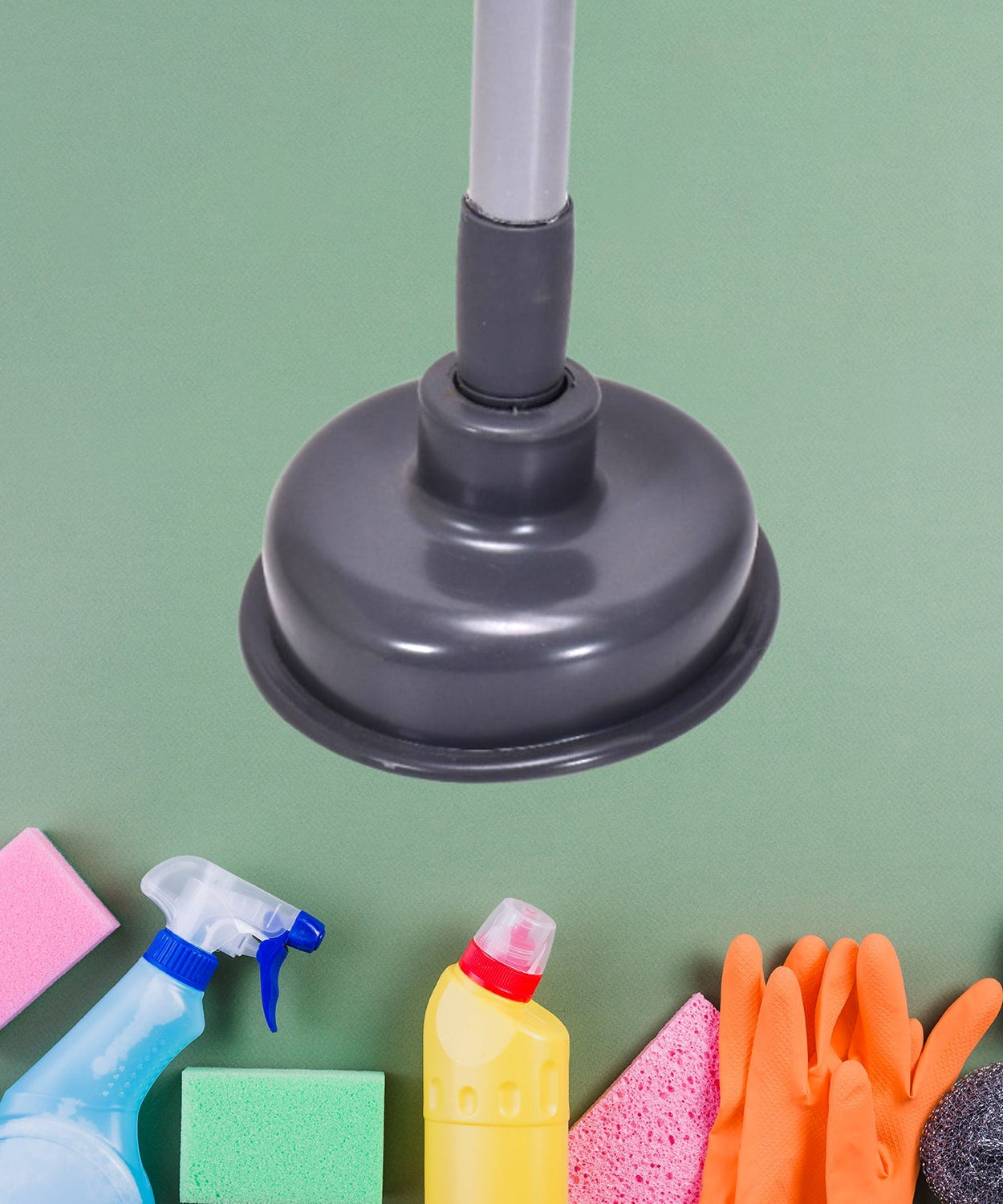 Simple toilet plunger with red rubber end, for home use