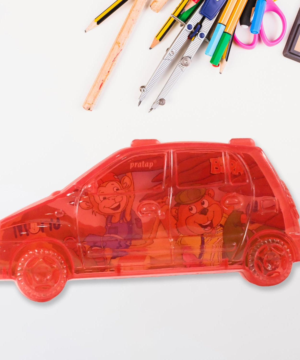 Car Shape Plastic Compass Box for Kids (1 Pc)