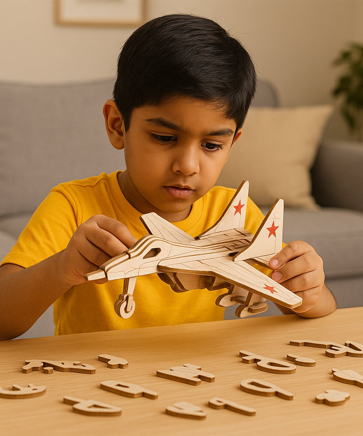 DIY Wooden Fighter Jet Puzzle