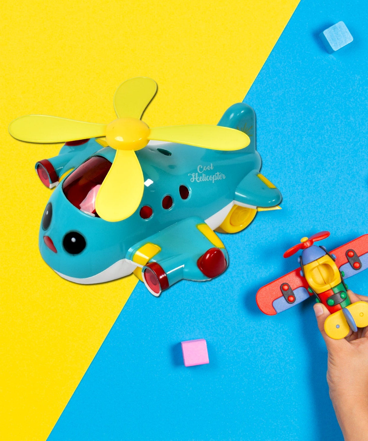 Colorful toy airplane with lights