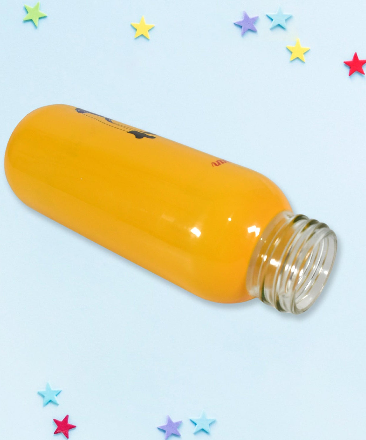 PORTABLE GLASS WATER BOTTLE, CREATIVE GLASS BOTTLE WITH GLASS WATER ( Mix Design)