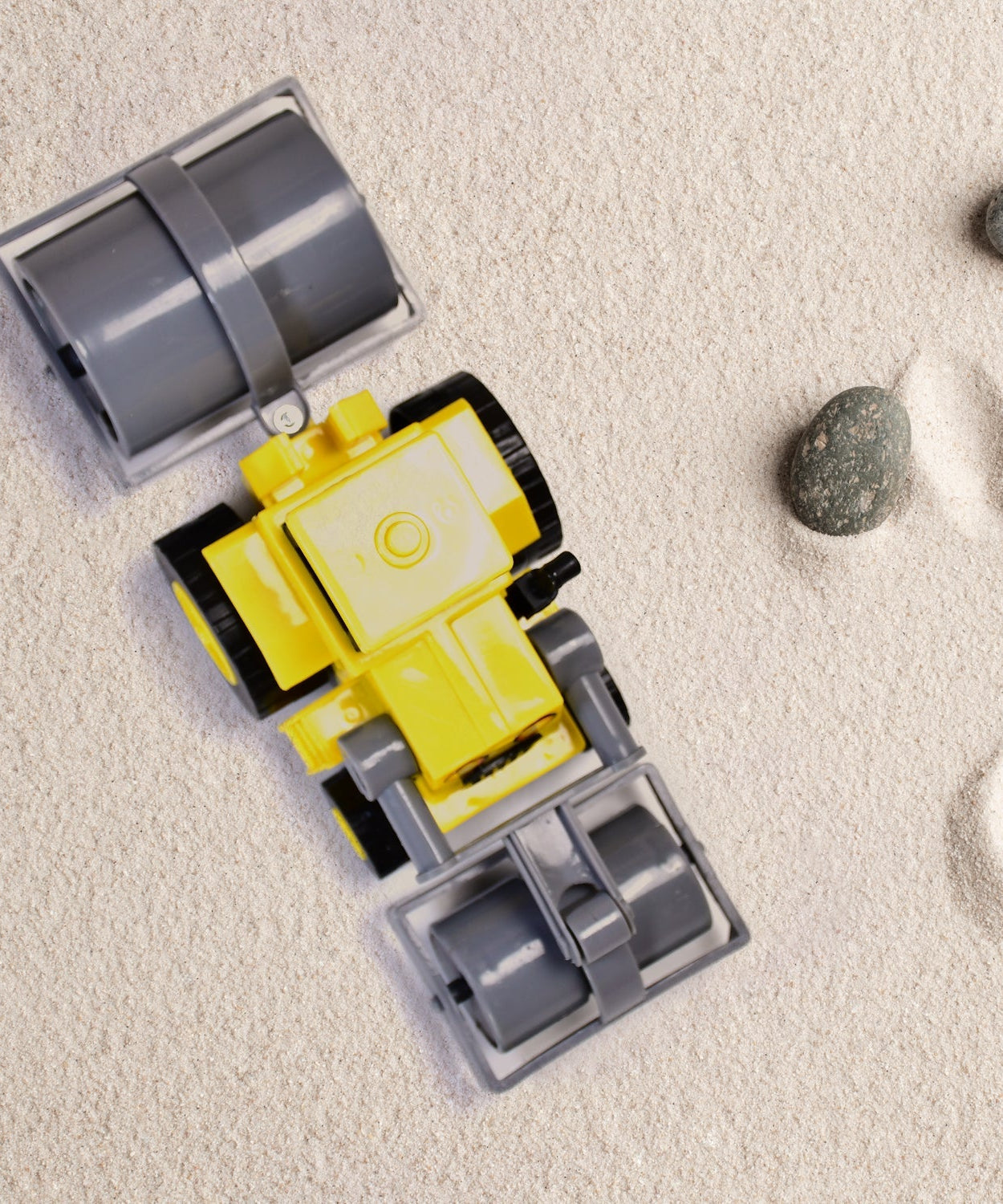 Toy excavator with working parts.