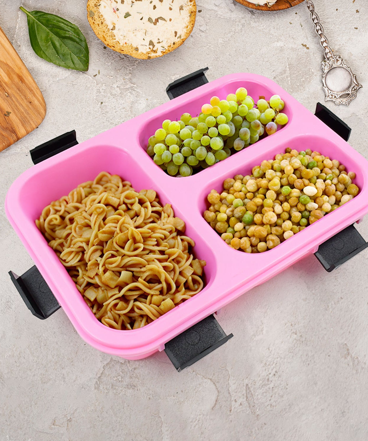 Plastic 3 Compartment Insulated Lunch Box, Lunch Box (1 Pc)