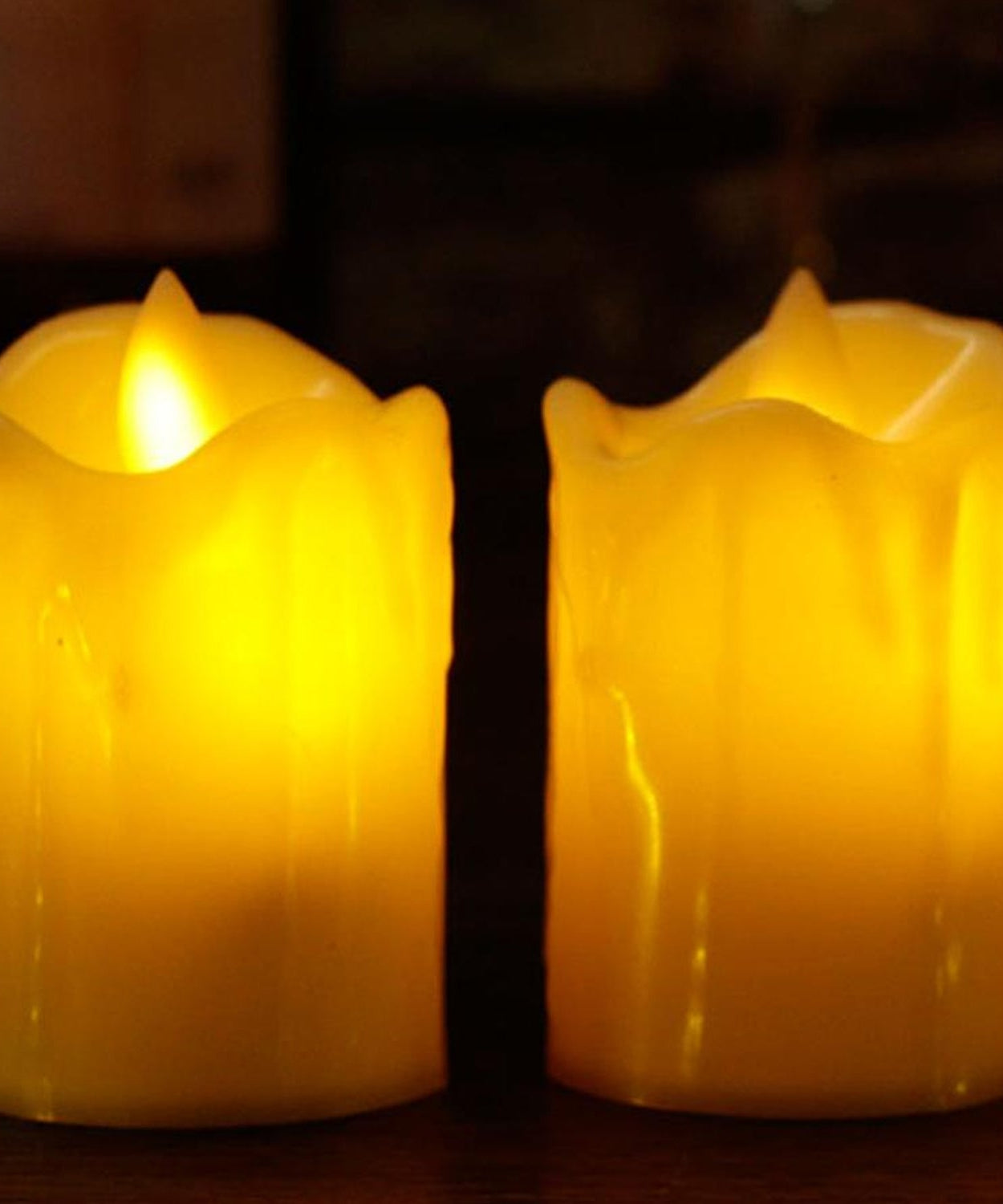 Multicolor flameless candles for interior decoration.