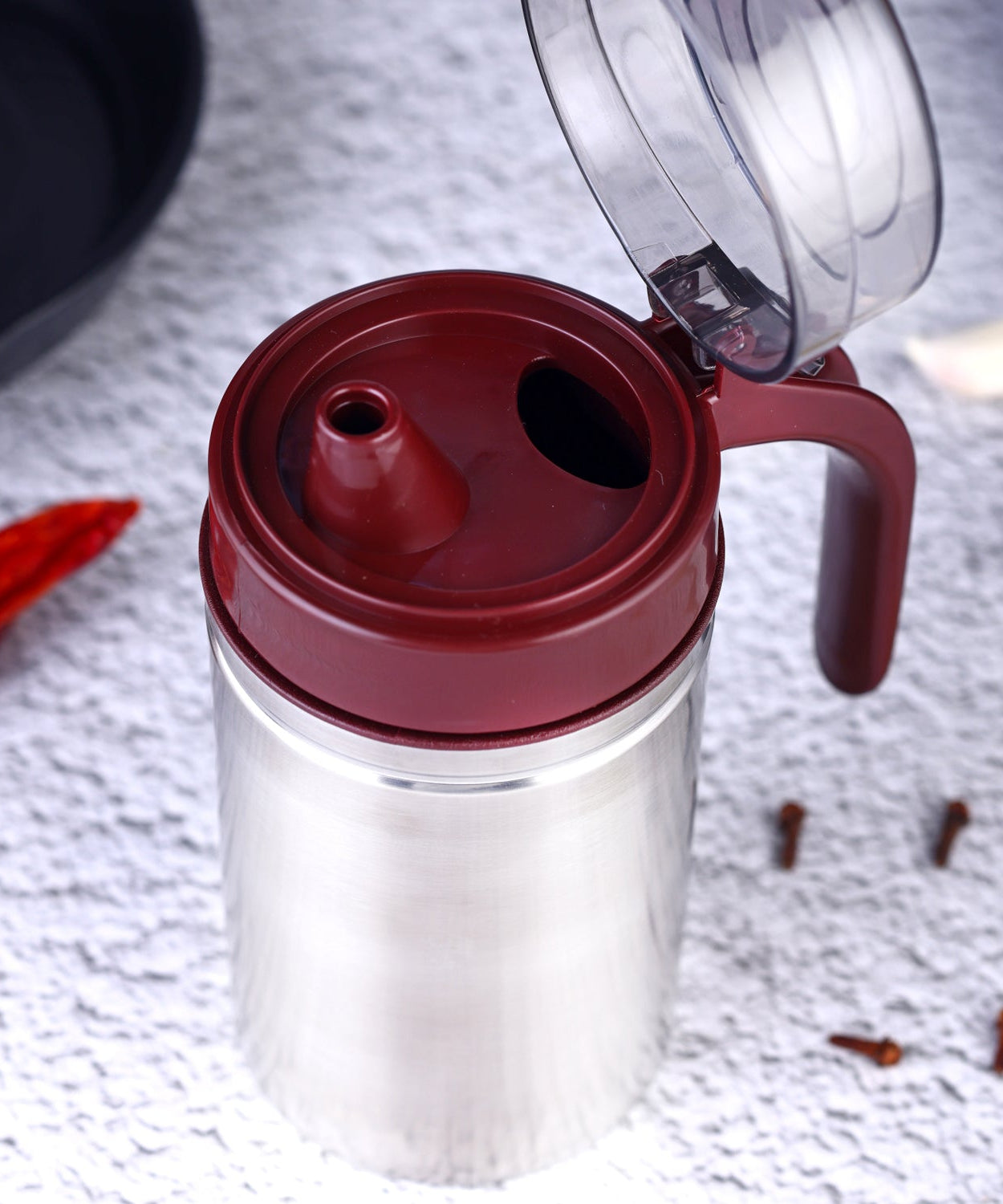 Oil container with small nozzle, stainless steel, 500ml