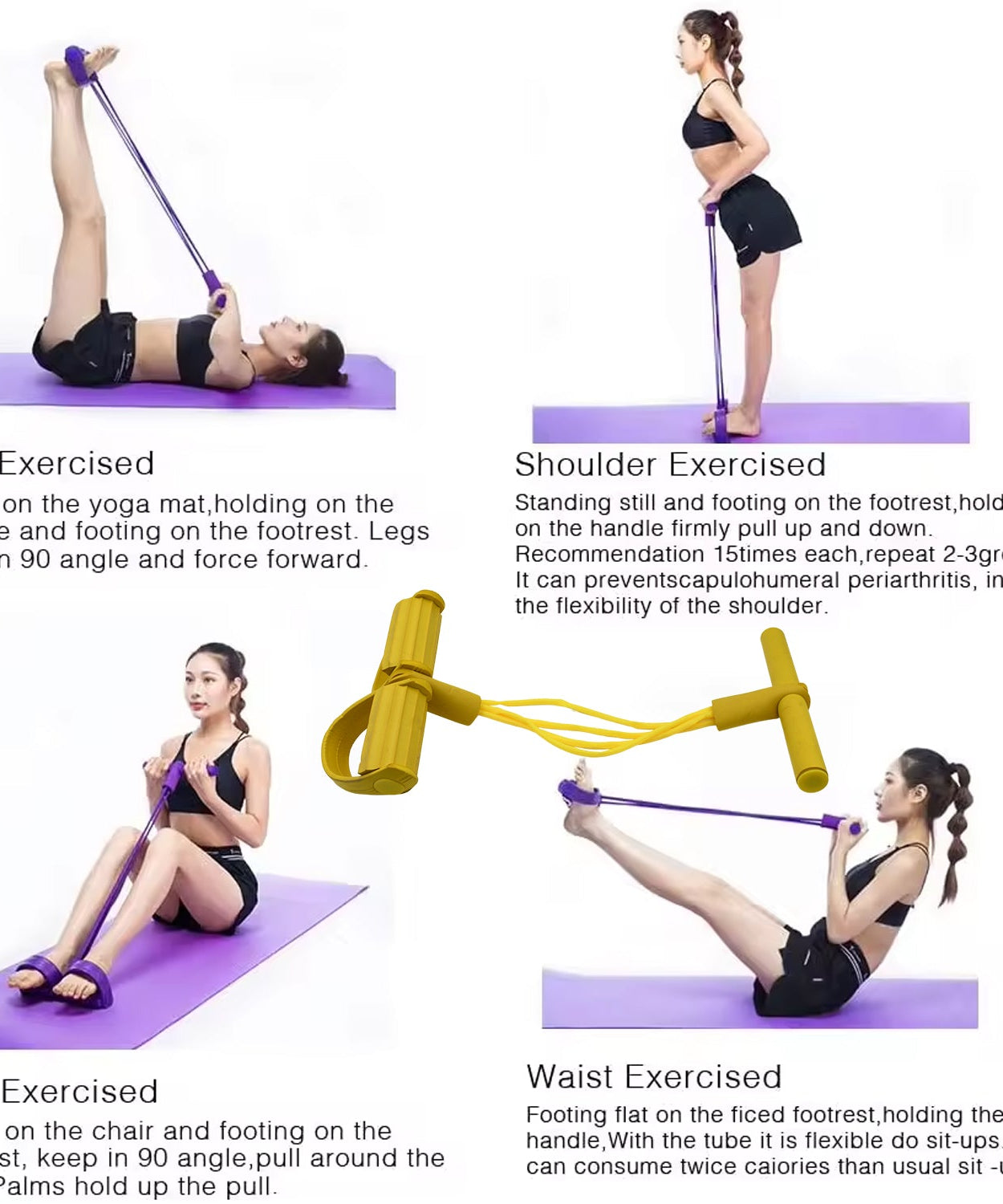 Compact pull rope exerciser for fitness and body training.