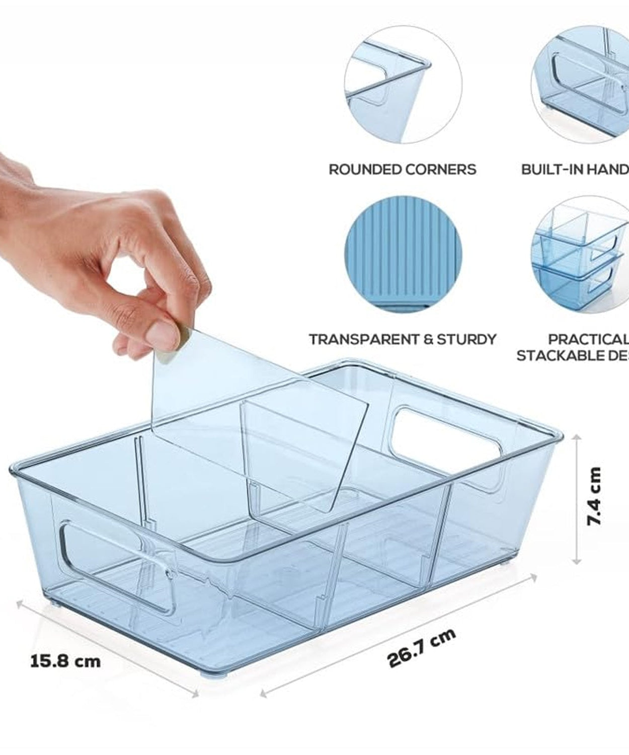 Plastic Refrigerator Organizer Bins, Set Of 2 Stackable Fridge Organizers with Handle, Clear Organizing Food Fruit Vegetables Pantry Storage Bins for Freezer kitchen Cabinet Organization and Storage (2 Pcs Set Mix Color)